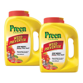 Preen Garden Weed Preventer bottle with flip-top ready to prevent weeds in beds