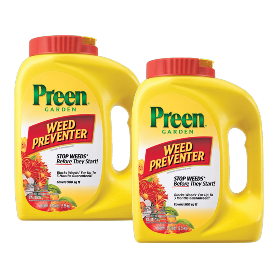 Preen Garden Weed Preventer bottle with flip-top ready to prevent weeds in beds