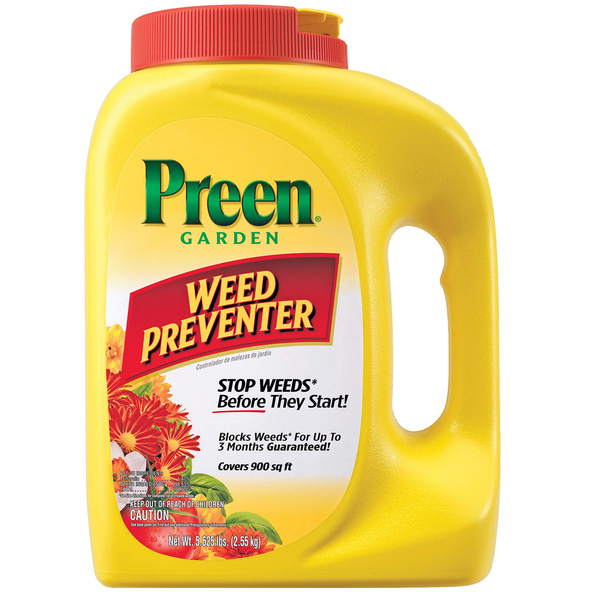 Preen Garden Weed Preventer bottle ready to protect garden beds from weeds.