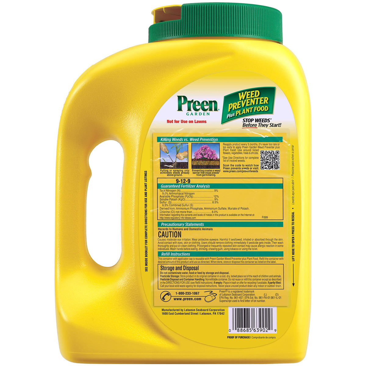 Flip-top cap on the Preen bottle enables controlled, mess-free use around established plants.