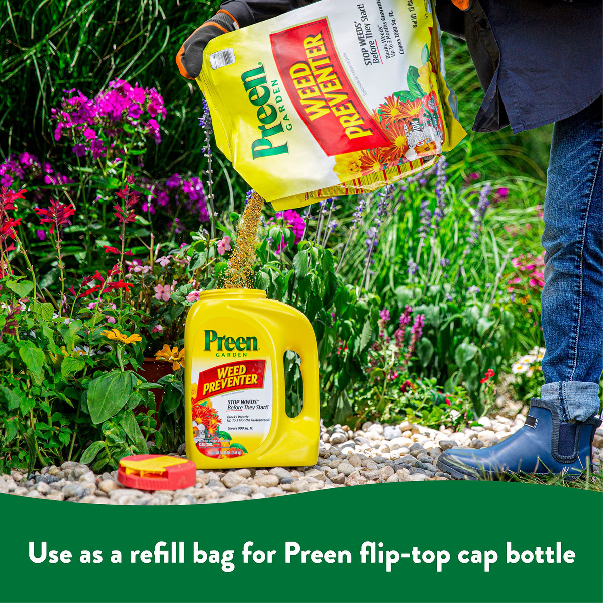 Preen Garden Weed Preventer refill pack for the flip-top bottle