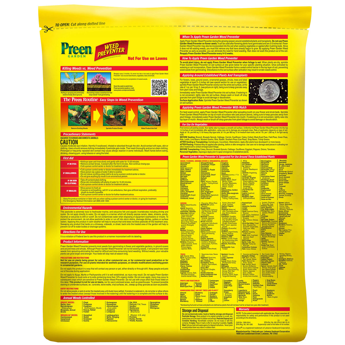 Preen Garden Weed Preventer spread on a flower bed for weed prevention