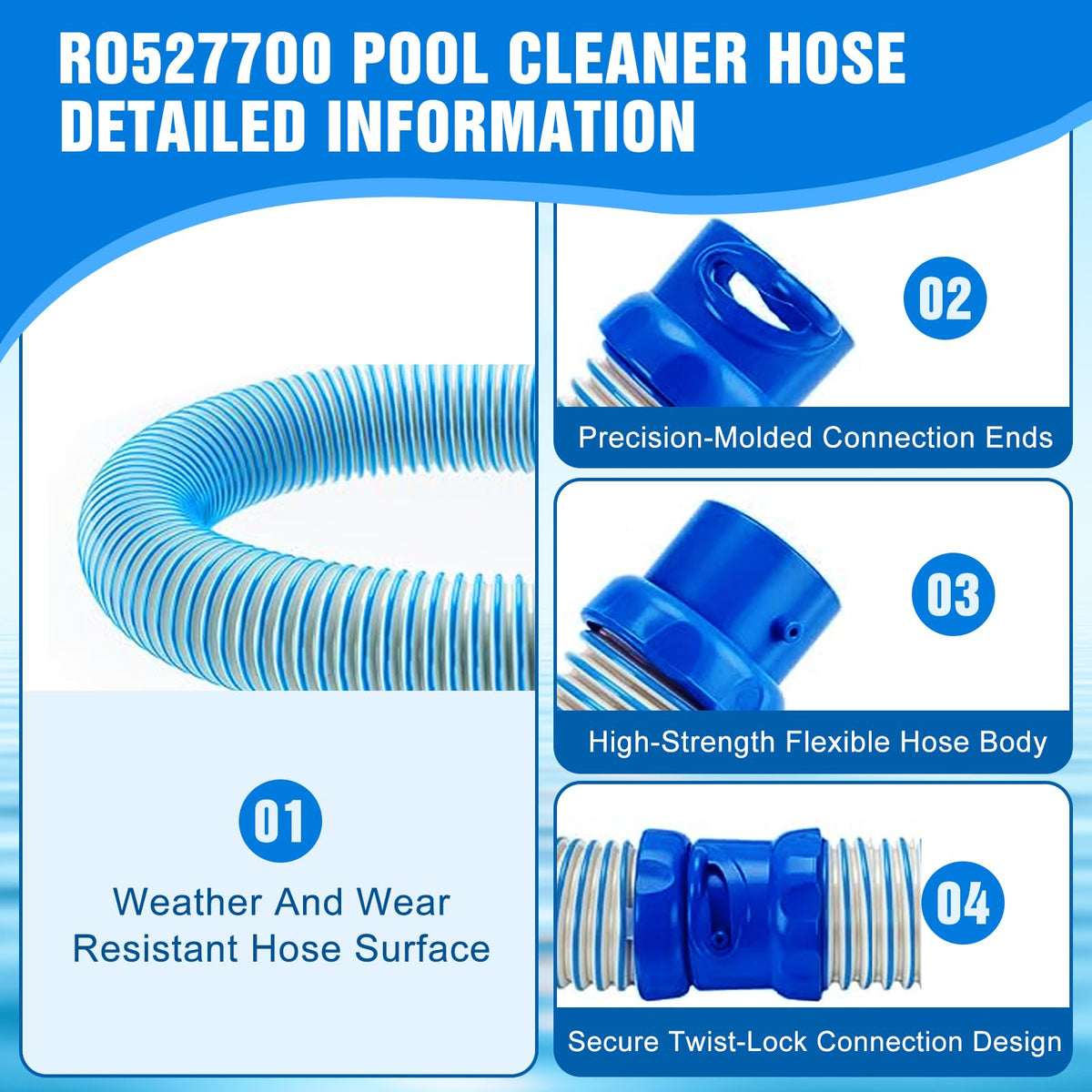 PreLonTek durable, UV-resistant materials resist chemicals for long-lasting pool cleaning.