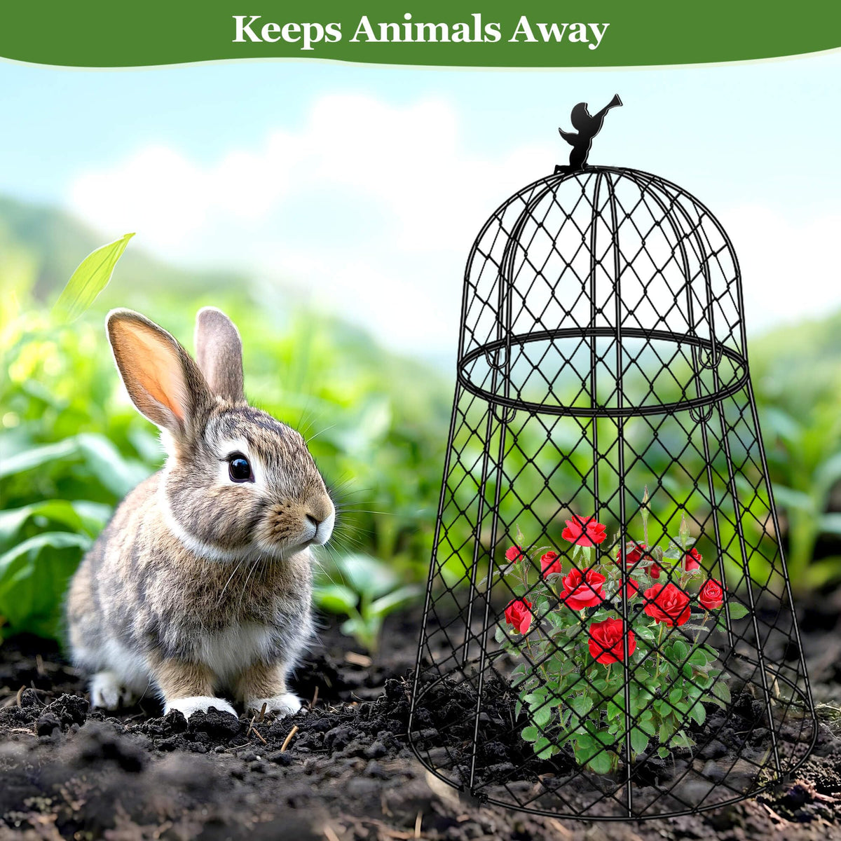 PREMILITY multipurpose cloche protects flowers, vegetables, and potted plants.