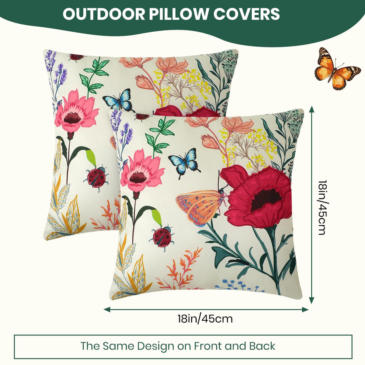 Premillow single-side floral print adds vibrant color to outdoor seating.