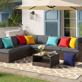 Premillow yellow outdoor cushion cover brightens patios and balconies.