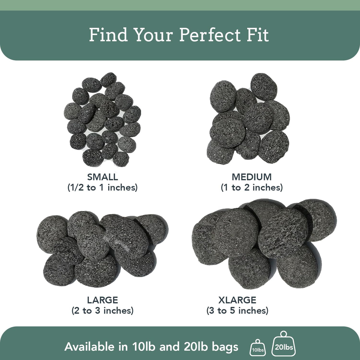 Premium Pebbles lava rocks arranged for rectangular fire pit setup