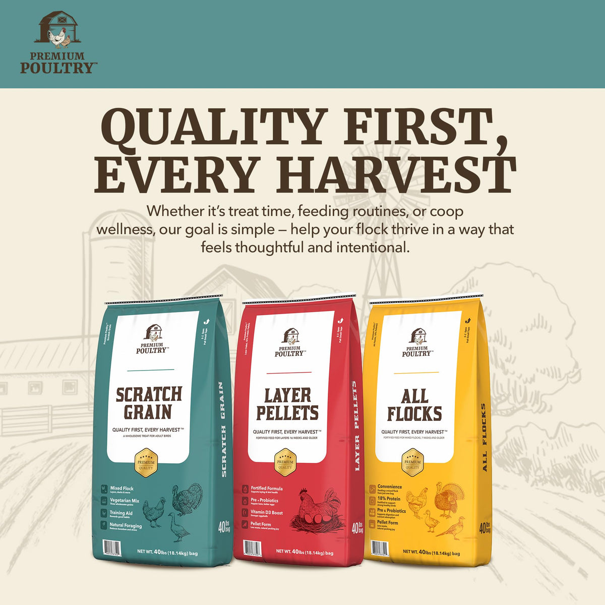 Premium Poultry backyard flock activity with scatterable treat.