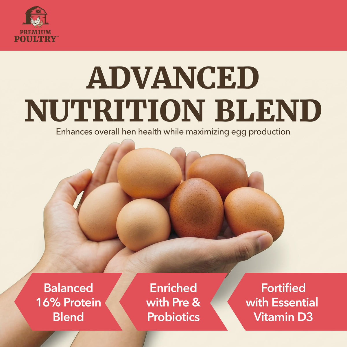 Premium Poultry Layer Pellet Vitamin D3 label emphasizes calcium absorption.