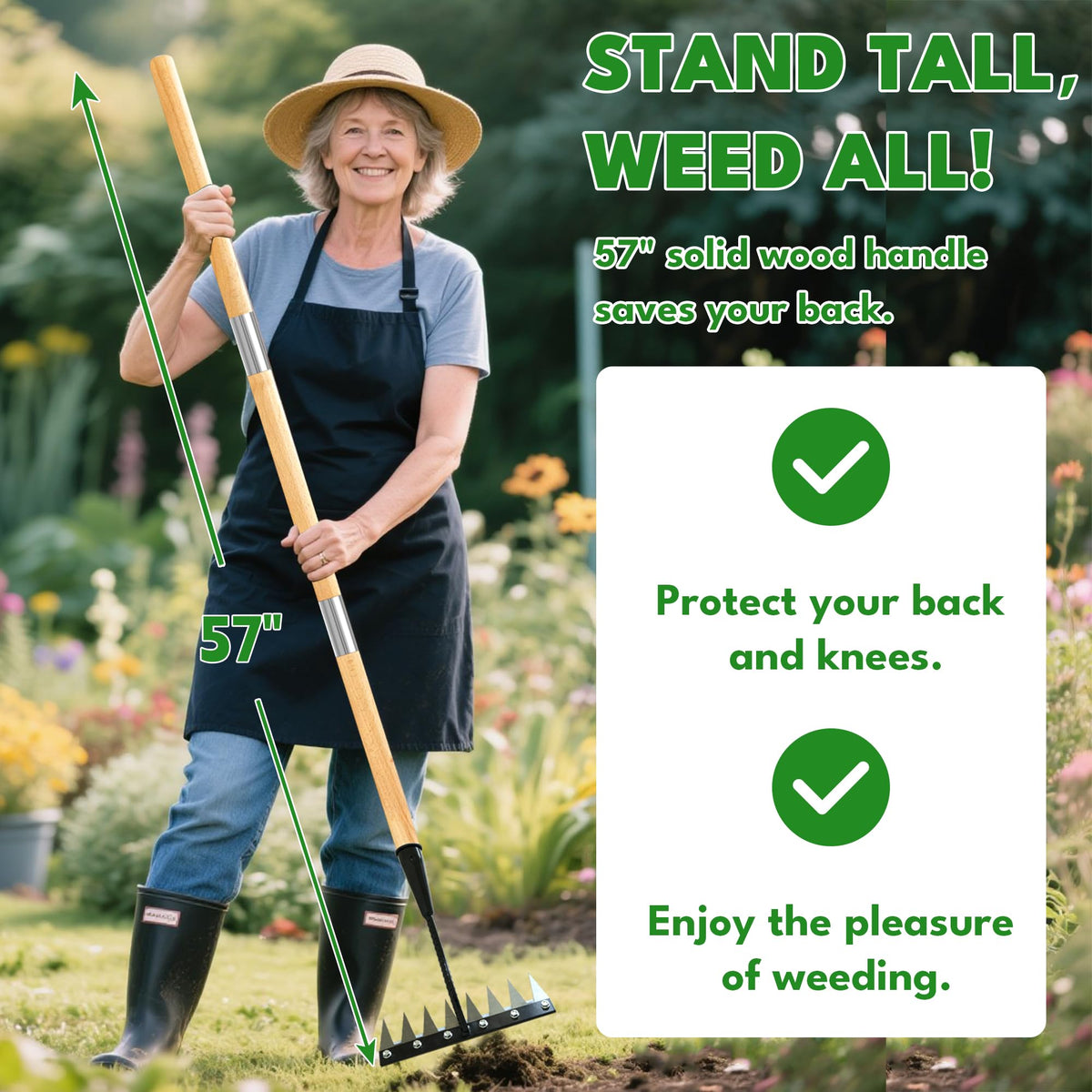 PREMJIN iron weeding rake 2.0 head for tough, dry soil and fast weed removal