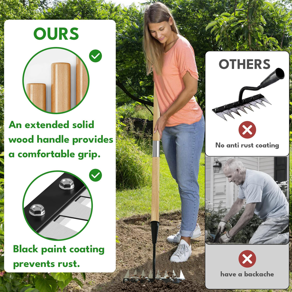 PREMJIN weed puller handle 57 inches for standing gardening comfort