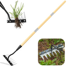 PREMJIN weed puller tool with 8 teeth grips deep roots for efficient yard weeding