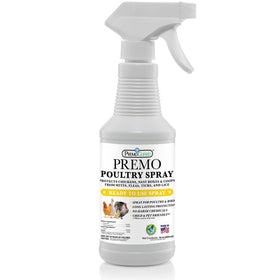 Premo Guard Poultry Spray bottle showing natural pest control for chickens