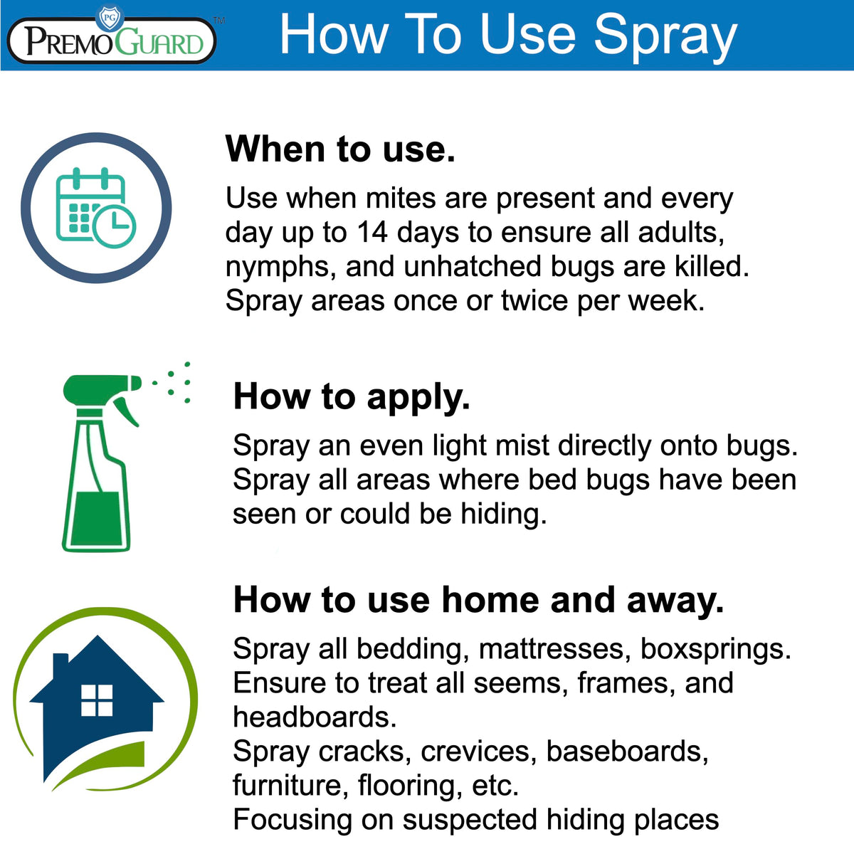 Premo Guard on fabric spray to help keep mattresses and cushions free of mites