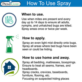 Premo Guard on fabric spray to help keep mattresses and cushions free of mites