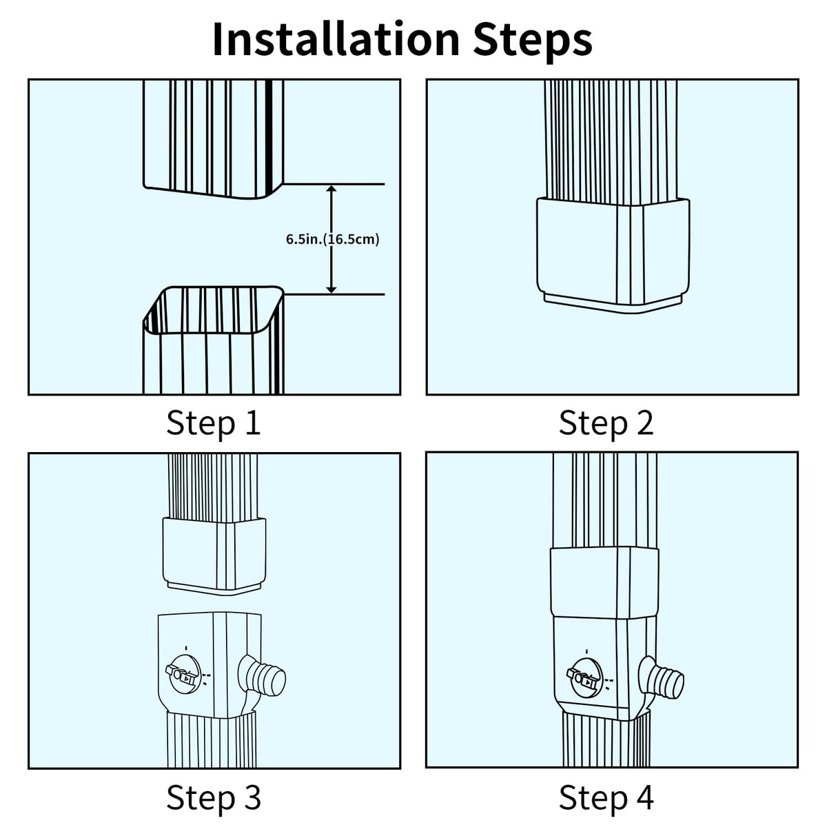 Prestantious easy-install design with downspout cut.