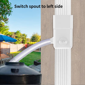 Prestantious diverter shows left-right spout orientation for layout flexibility.
