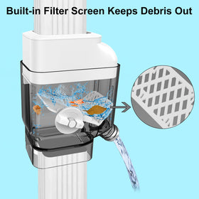 Prestantious built-in filter screen keeps debris out of the rain barrel for cleaner water.