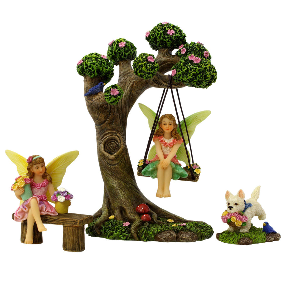 PRETMANNS fairy tree swing adds whimsical outdoor decor and charm.