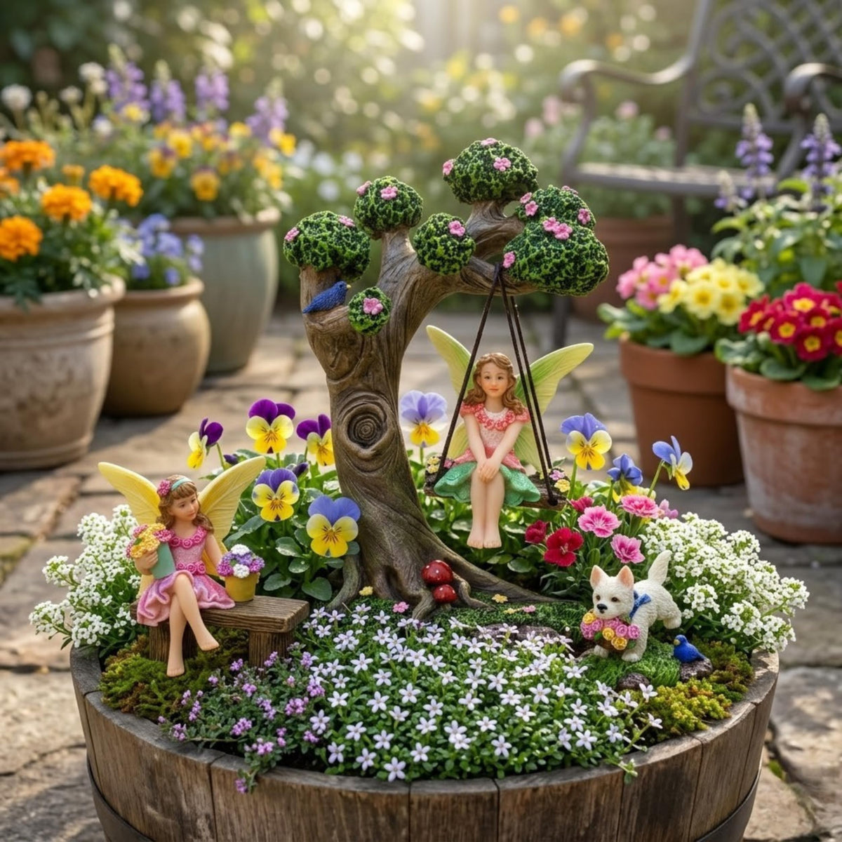 PRETMANNS hand-painted fairy figures display intricate artistry indoors.