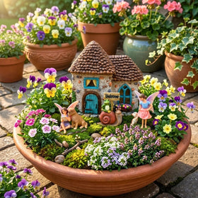 PRETMANNS Fairy Garden Accessories outdoor set adds whimsy to patios.