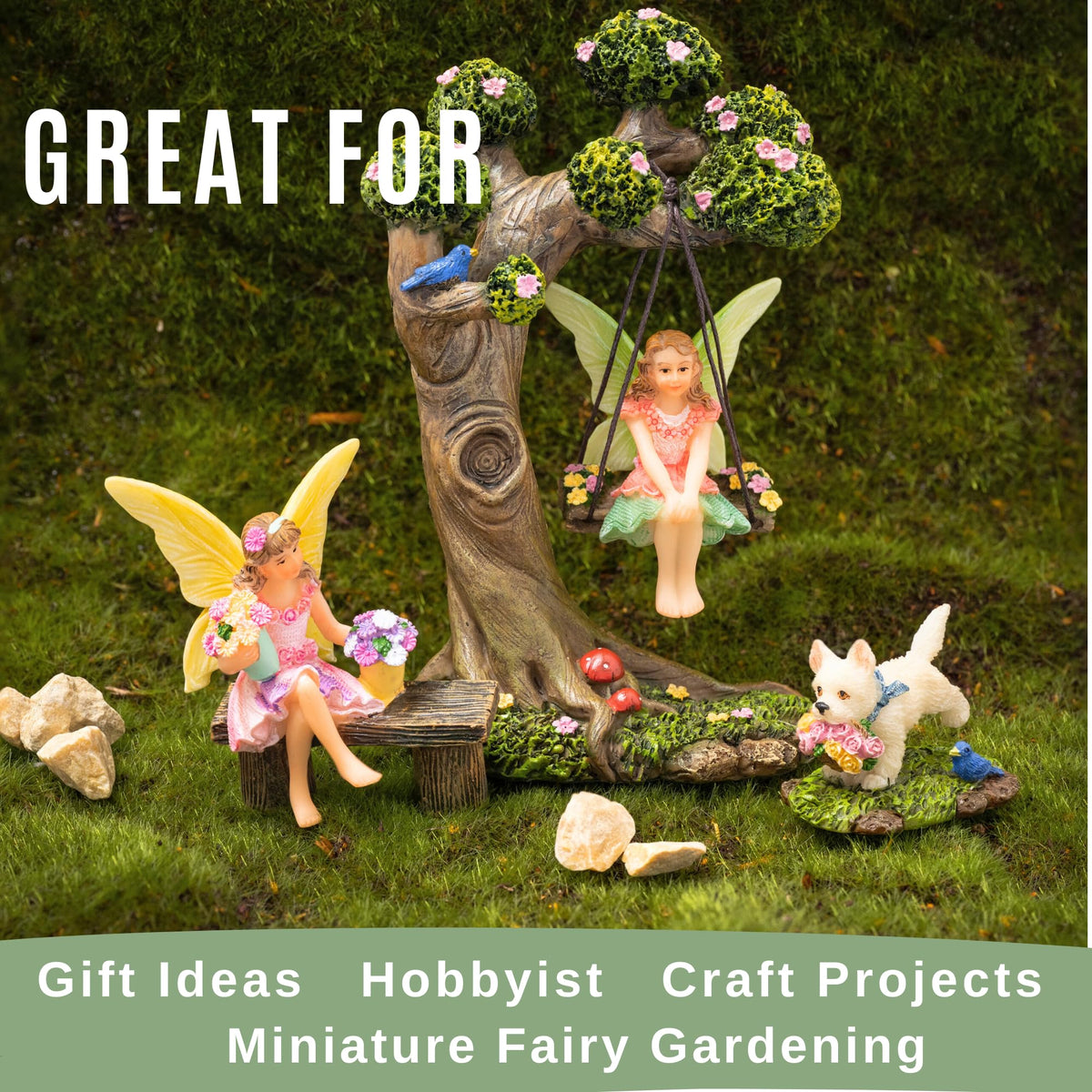 PRETMANNS fairy village accessories complement houses for a complete scene.