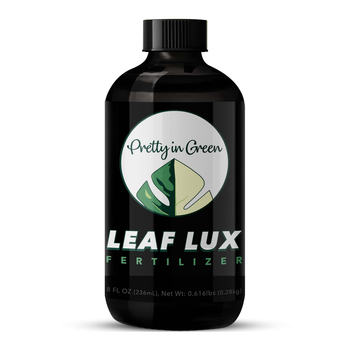 Pretty in Green Leaf LUX concentrate bottle ready for mixing with water for indoor plants