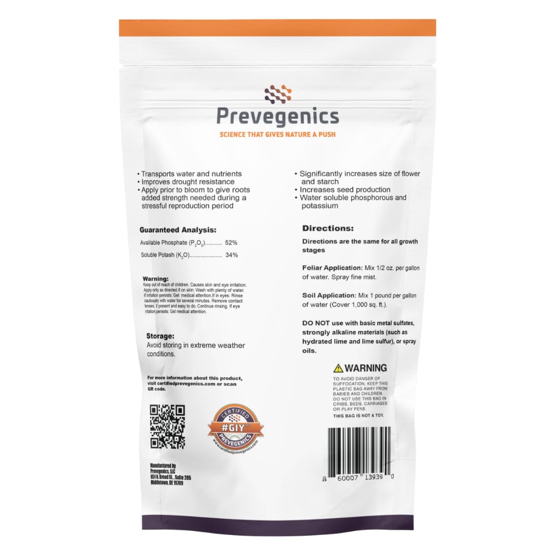 Prevegenics MKP boosts roots and flowering in garden plants.