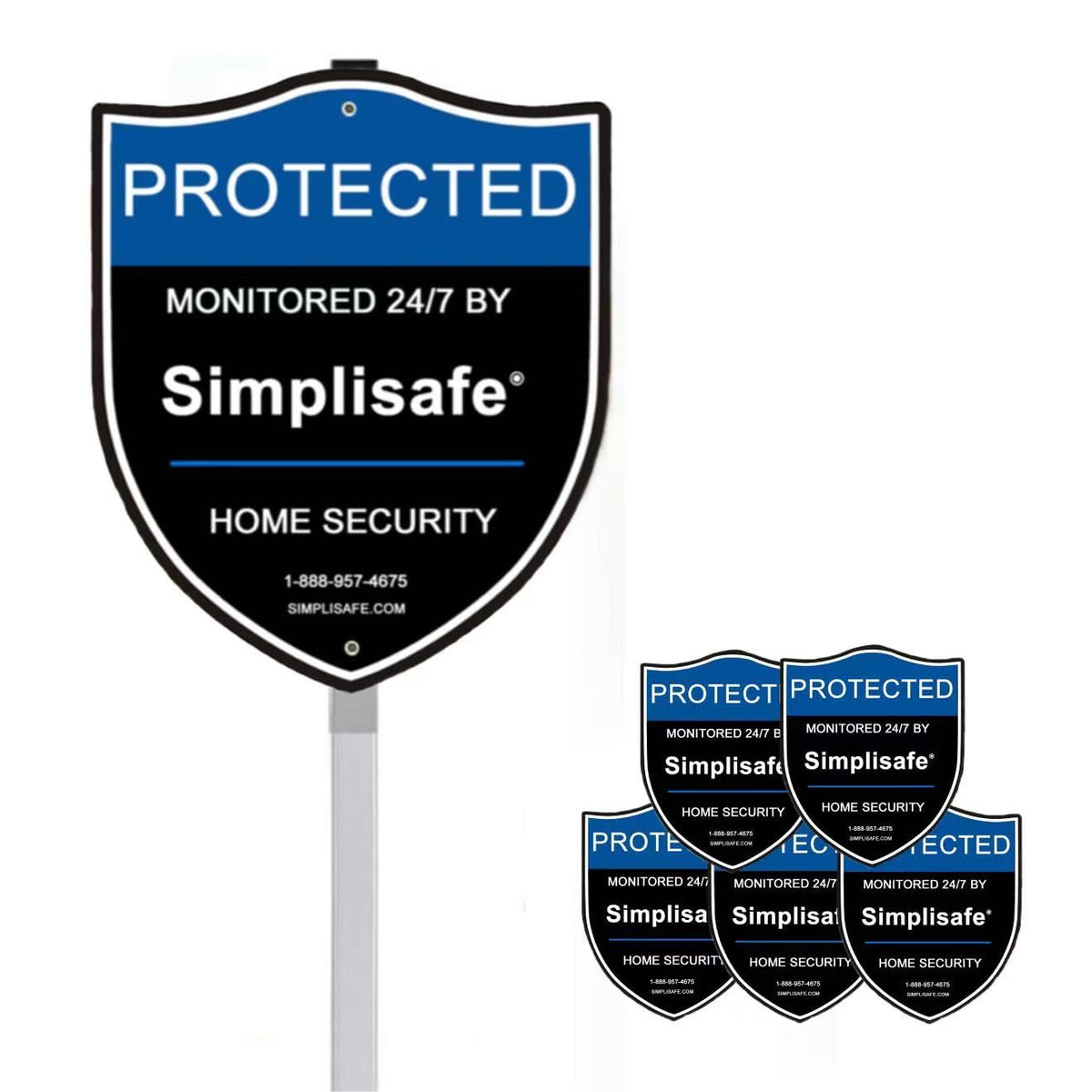 PreZiouz SimpliSafe yard sign seen from afar with high visibility for deterrence.
