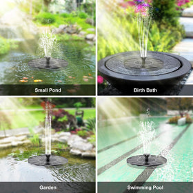 Priksia Solar Water Fountain six-nozzles offer varied patterns for dynamic display.