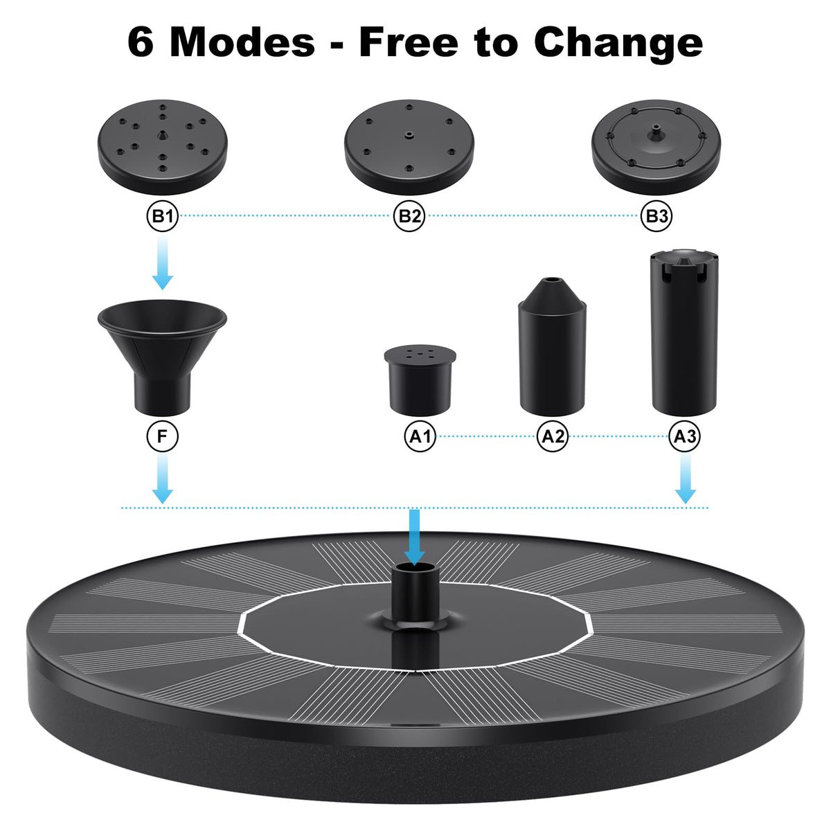 Priksia Solar Water Fountain free-standing floating design for easy placement.