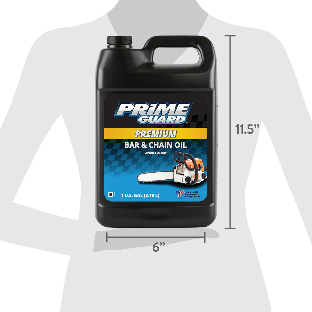 Prime Guard Bar & Chain Oil in cold weather maintains lubrication.