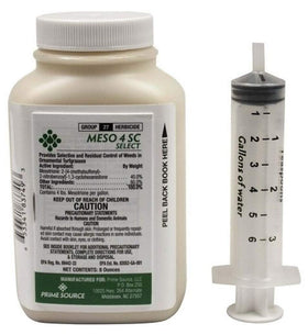Primesource Meso 4SC Select bottle for turfweed control during seeding.