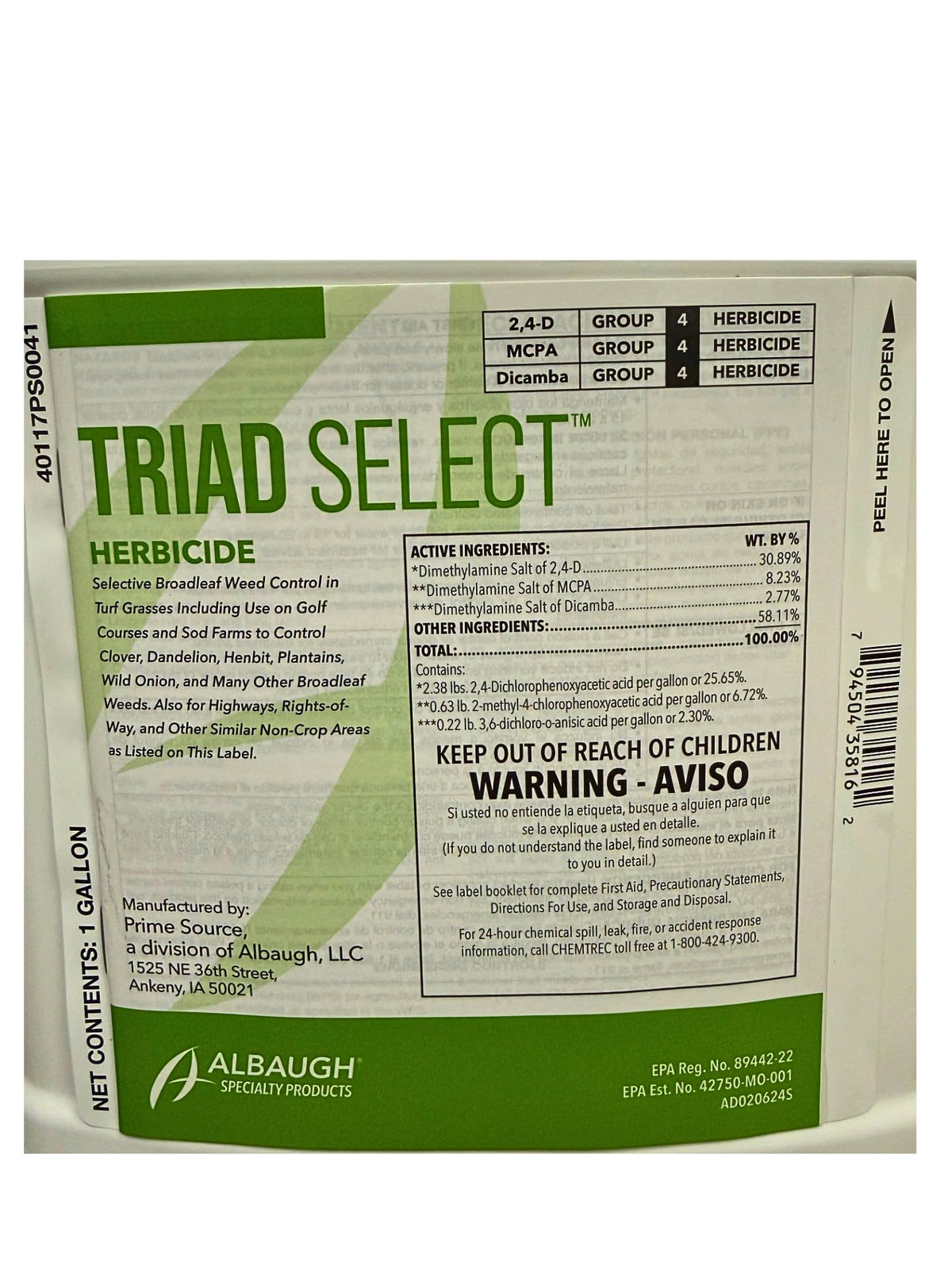 Primesource Triad Select used in non-crop areas like rights-of-way for weed management.