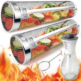 PrinChef grill basket XXL with lid closed for safe grilling and steady heat.