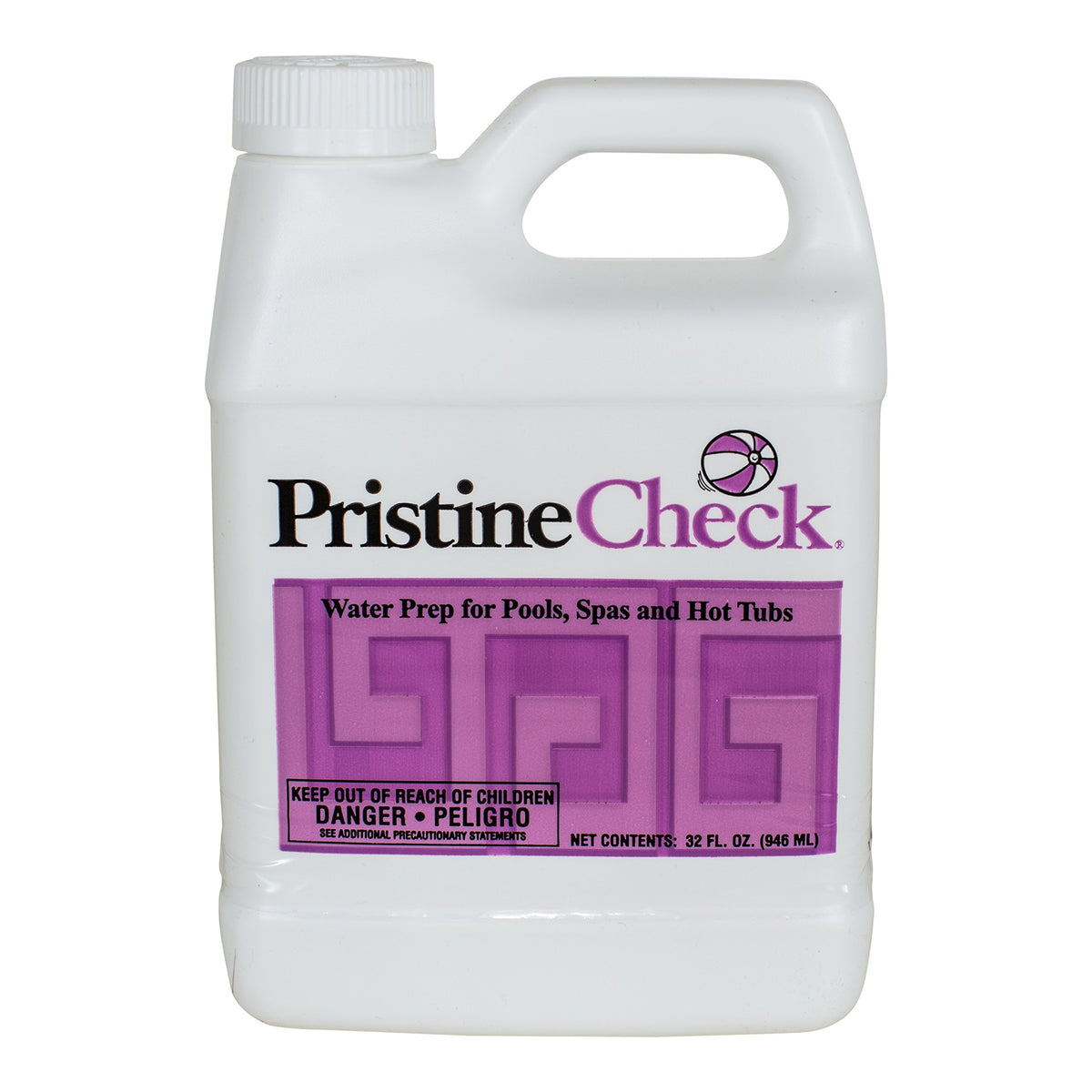 Pristine Blue Pristine Check bottle demonstrating calcium control for pools and spas