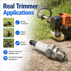 Brand label on spark plug highlights compatibility across MTD and Champion specs