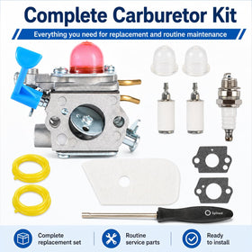 Pro Chaser carburetor package showing included gaskets and spark plug for ready install.