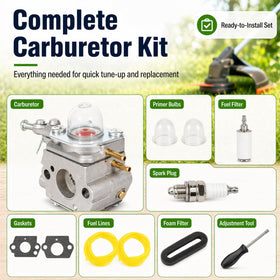 Gaskets, primer bulbs, fuel hose, and more included for simple installation.