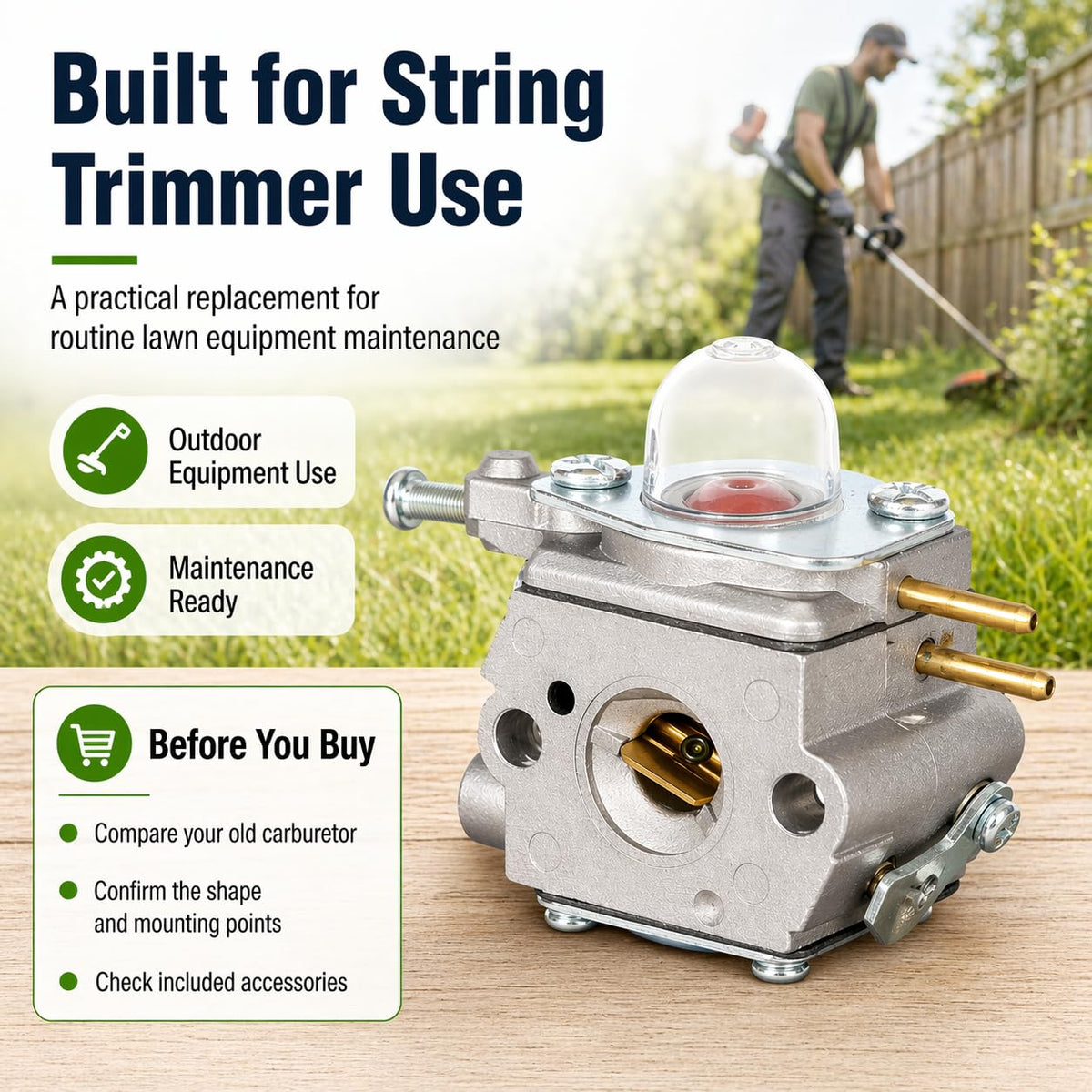 Complete kit supports quick replacement to minimize downtime during lawn care.