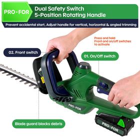 PRO-FOR dual safety switch and blade guard for secure trimming safety