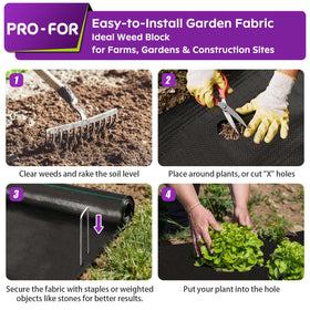 PRO-FOR weed barrier fabric installed under a gravel path for weed control.