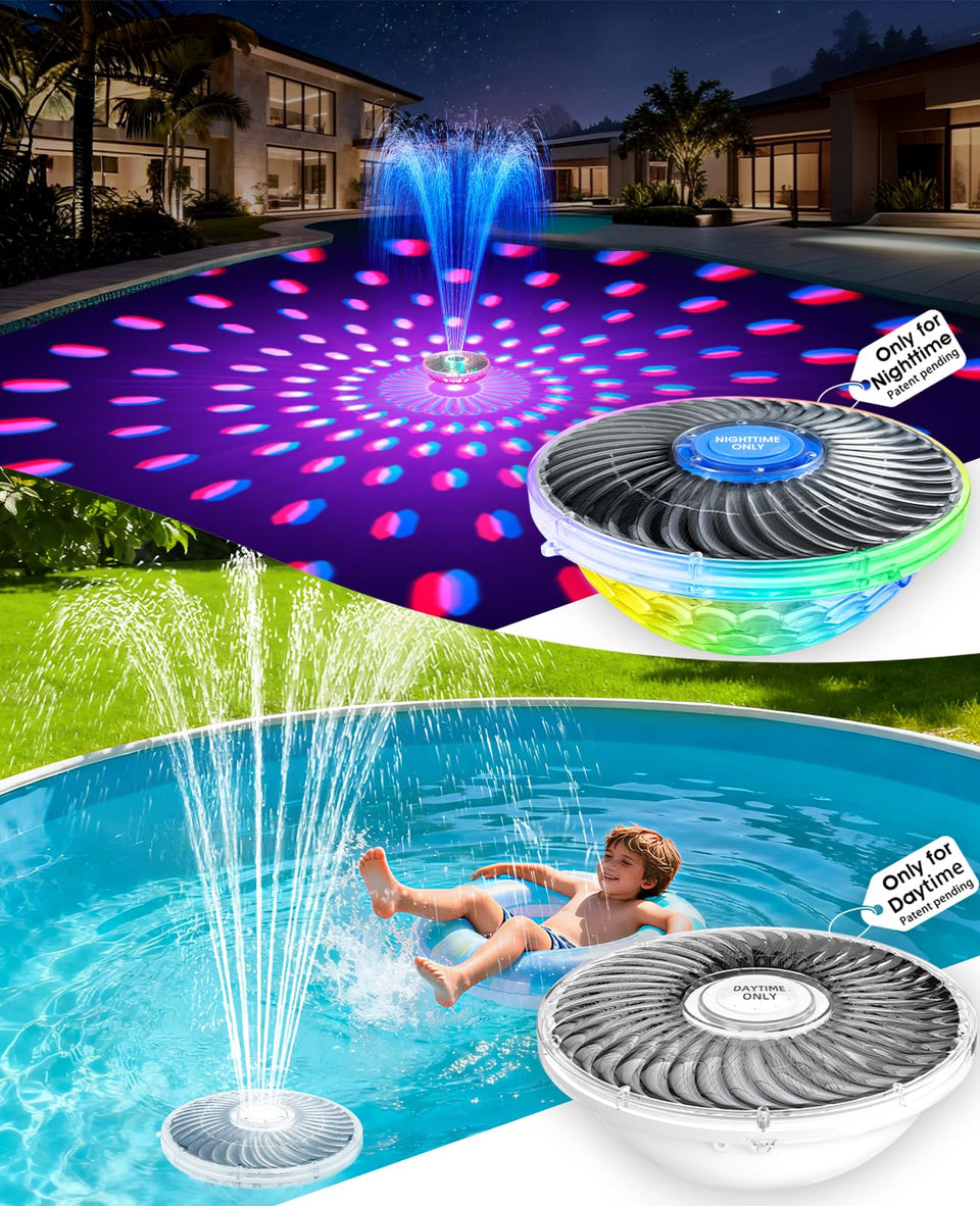 ProSplash solar fountain daytime spray lights up your pool with a crisp water jet.