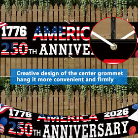 Probsin American patriotic banner with red white and blue colors for storefront or event decor