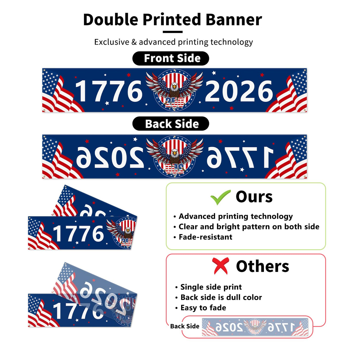Probsin banner eagle patriotic closeup shows classic flag motif for celebrations.