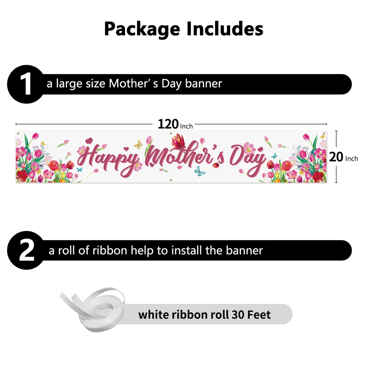 Probsin 120x20 banner provides a large display for yards and patios