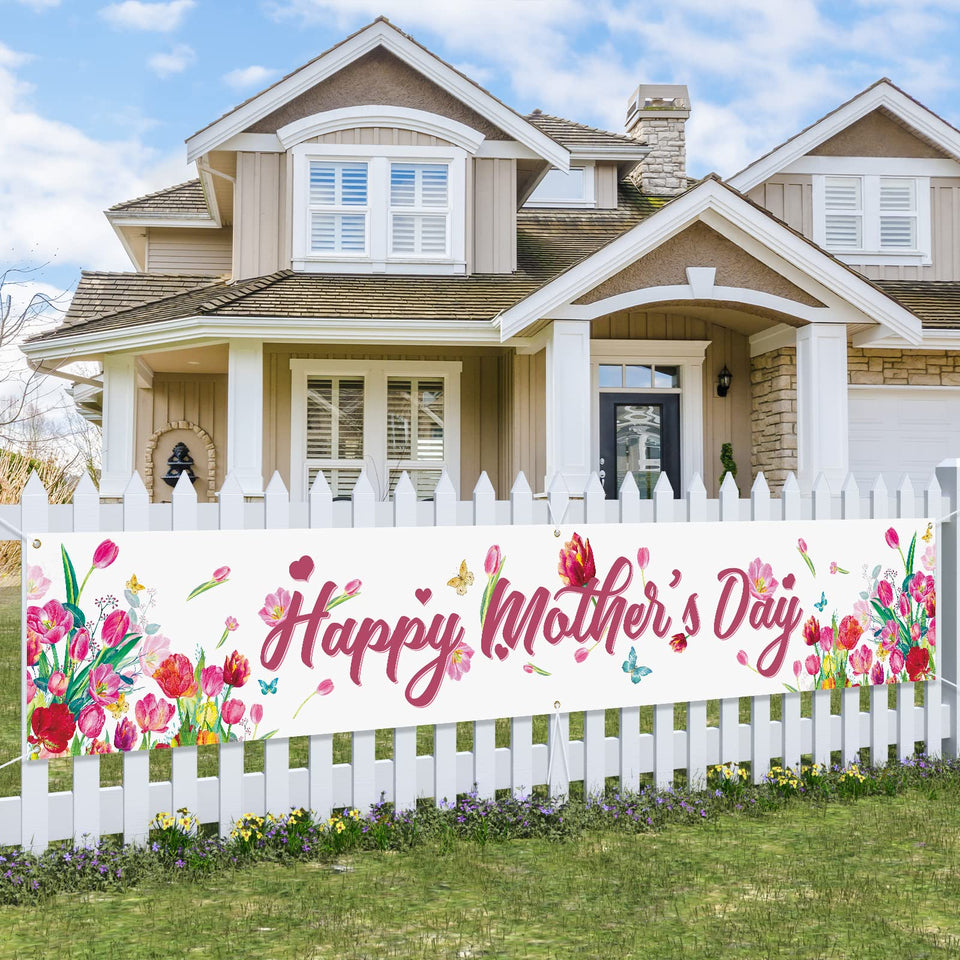 Probsin Mother's Day banner front view shows vibrant colors for outdoor decor