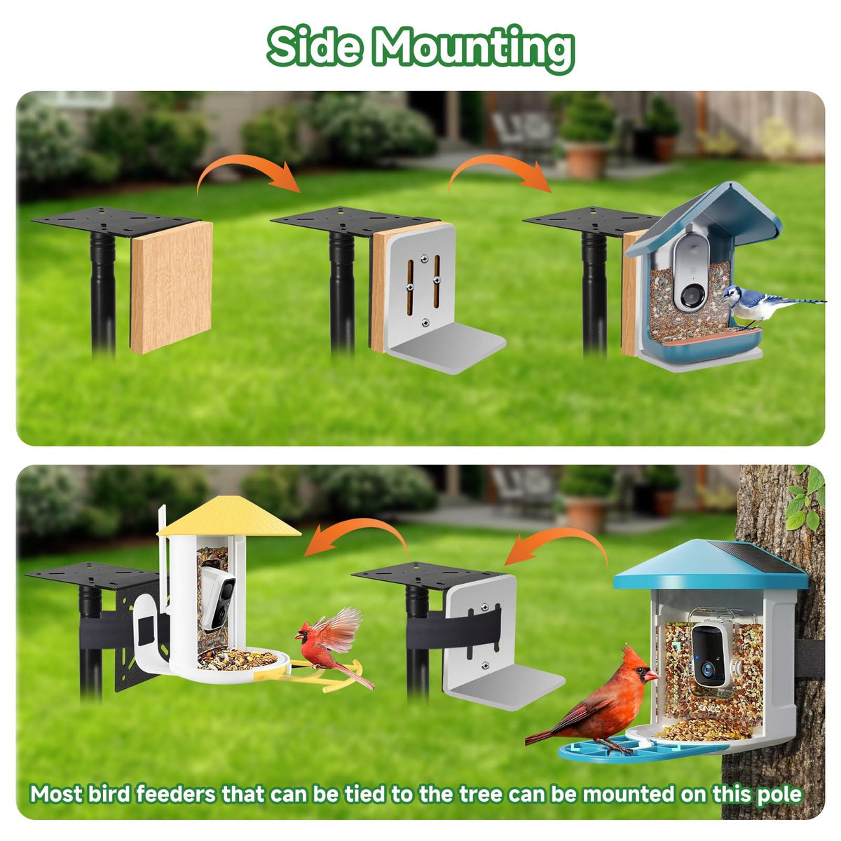 PROERR multi-mount options pole supports bottom and side installations for flexibility.