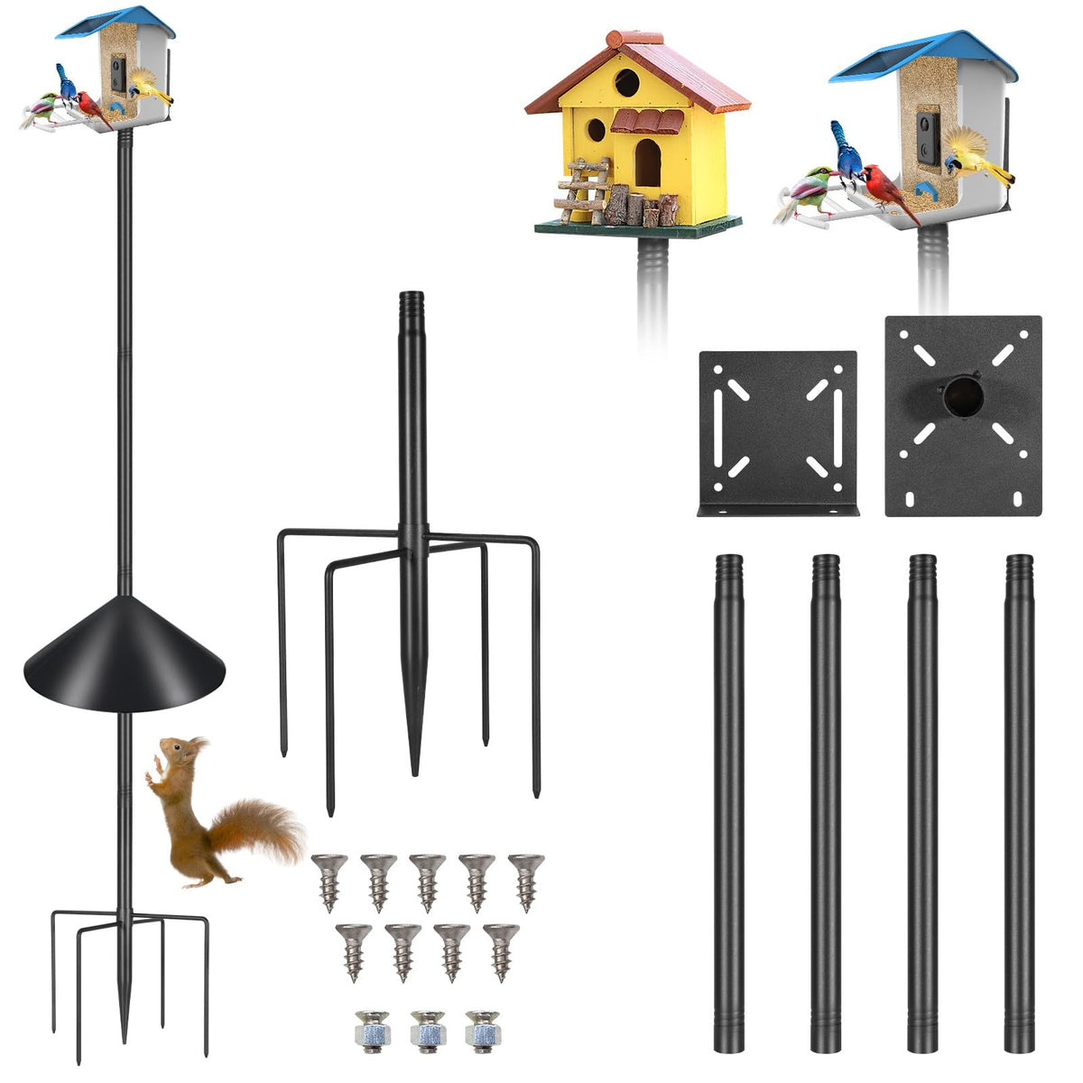 PROERR smart bird feeder pole 79in provides sturdy outdoor support for garden birds.