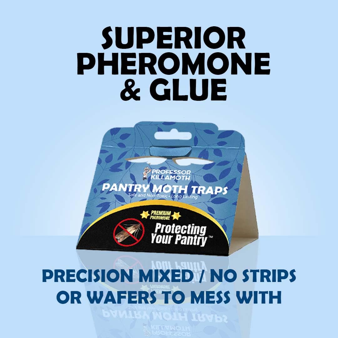 Professor Killamoth pantry moth traps blue design easy setup triangle fold.